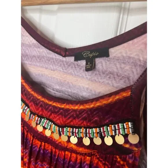 Cupio Women's Red Orange Multicolored Embellished Sleeveless Tank Top Size Small - Picture 4 of 7